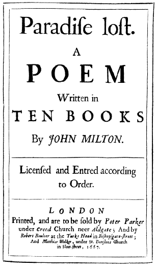 1667 Edition, John Milton's Paradise Lost