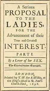 Title-page of Mary Astell's Proposal to the Ladies