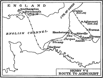 Map: Henry V's Route to Agincourt