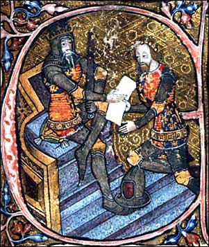 Edward, the Black Prince of Wales receiving Aquitaine from his father King Edward III