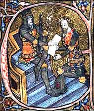 Edward, the Black Prince of Wales receiving Aquitaine from his father 
King Edward III