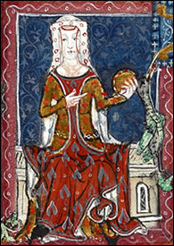 Portrait of Joan, the 'Fair Maid of Kent' from Cotton MS Nero D. VII
