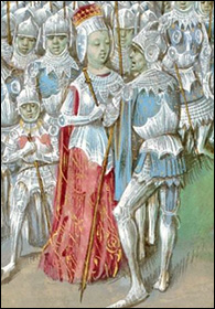 Roger Mortimer in a 15th-c MS illumination depicting Queen Isabella's army