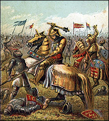Artist's rendering of a battle scene from the Wars of the Roses. Art Print.