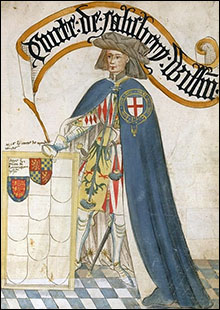Portrait of William de Montagu or Montacute, 2nd Earl of Salisbury, from the 'Bruges Garter Book'
