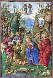 Adoration of the Shepherds. Manuscript illumination, 1500