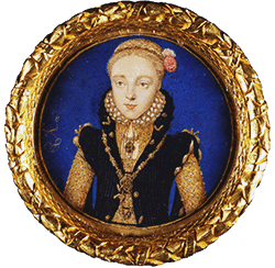 Miniature Portrait of Queen Elizabeth I c. 1565. attr. to Levina Teerlinc
