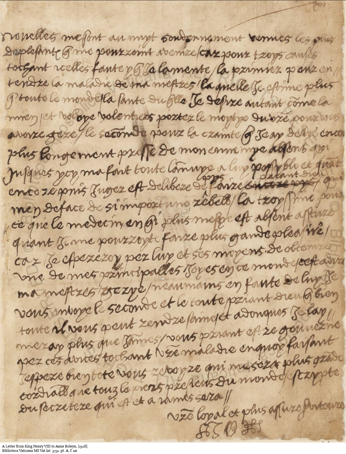 Love Letter Of King Henry Viii To Anne Boleyn June 1528