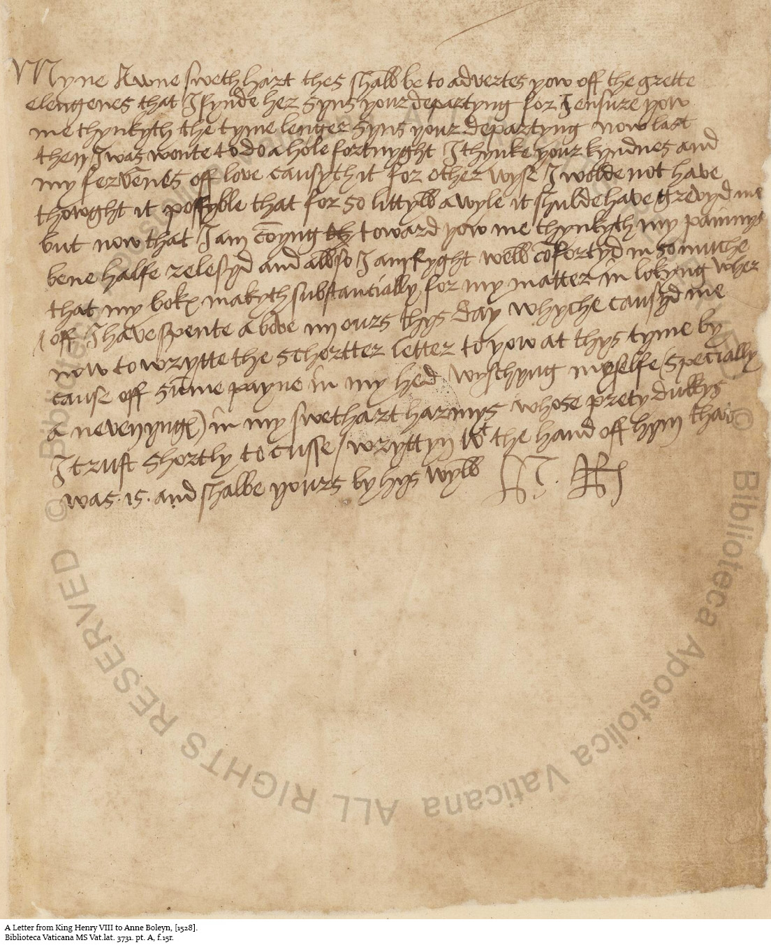 Love Letter Of King Henry VIII To Anne Boleyn date Unknown 