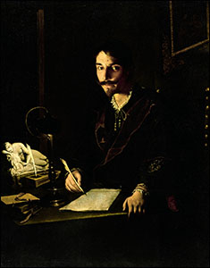 Pietro Paolini. Portrait of a Man Writing by Candlelight, 1630s.