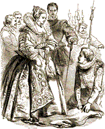Sir Walter Raleigh Lays Down His Cloak for Queen Elizabeth I