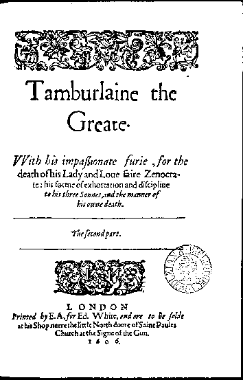 Title-page of 1606 Tamburlaine the Great