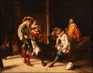 Tavern scene, oil on canvas, artist unknown, 17th century.