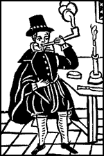 Gentleman smoking, woodcut from the Roxburghe Ballads, c1628